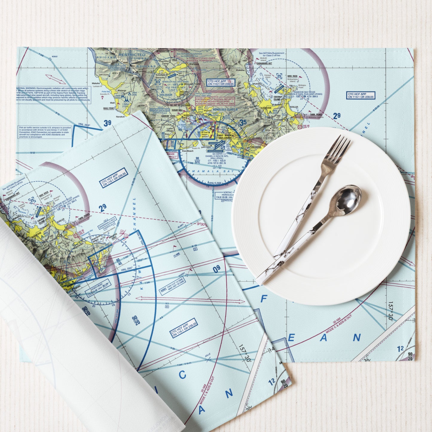 Honolulu Sectional Chart kitchen placemat set of 4