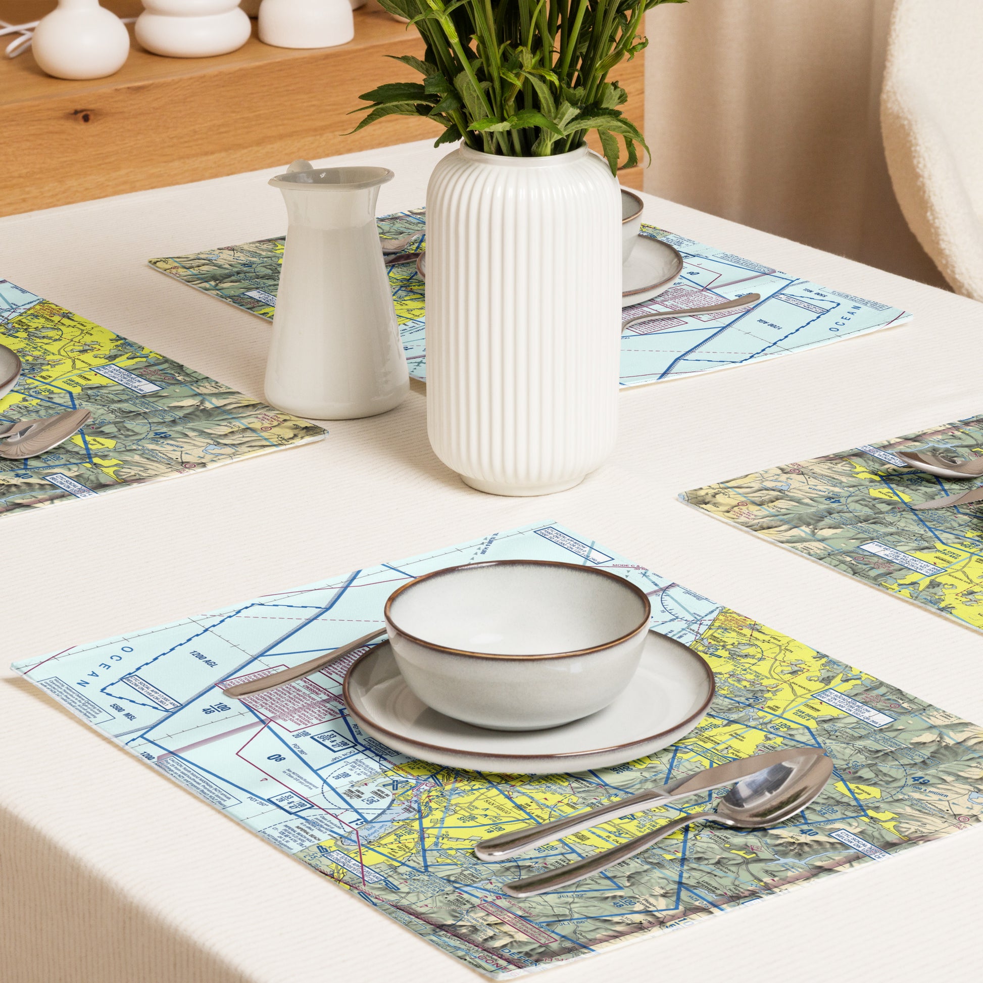San Diego TAC Chart kitchen placemat set of 4
