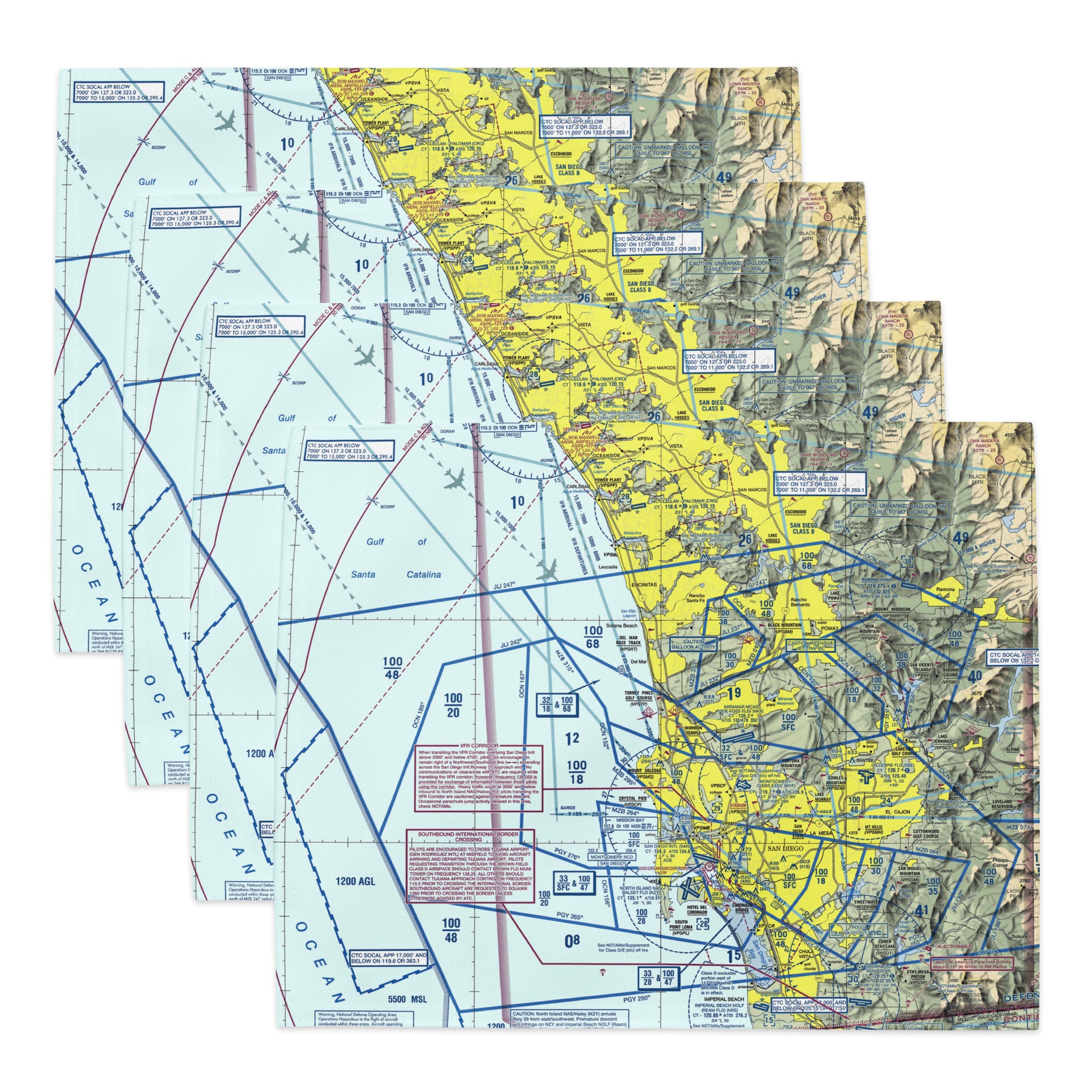 San Diego TAC Chart kitchen placemat set of 4