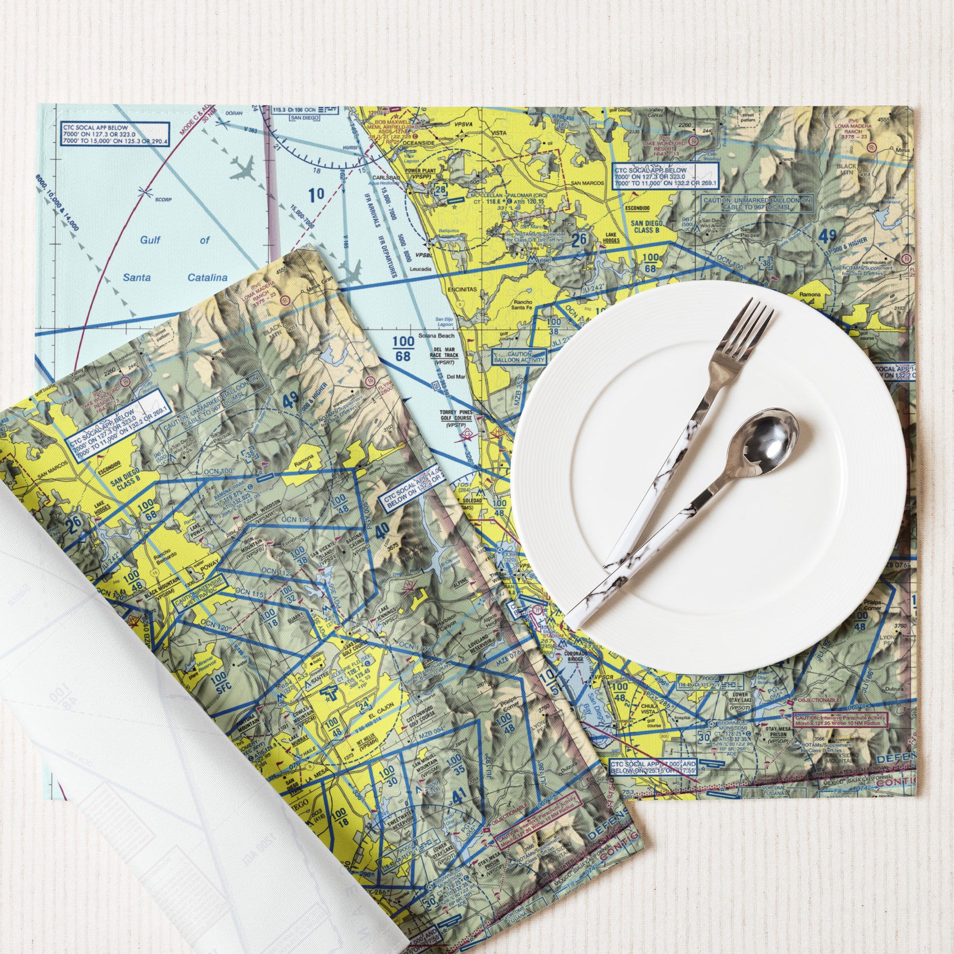 San Diego TAC Chart kitchen placemat set of 4