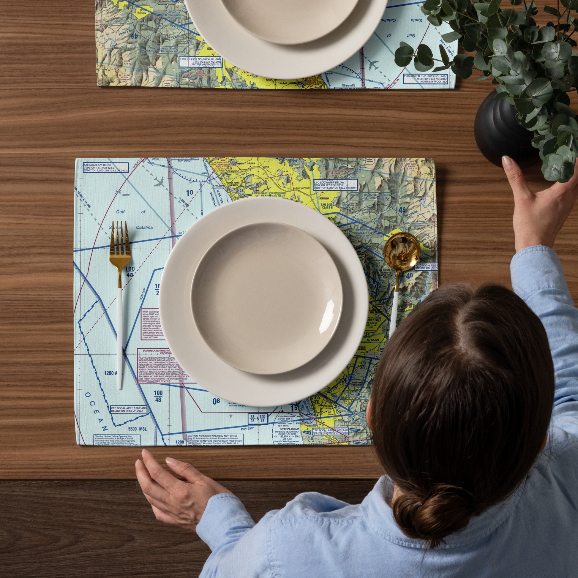 San Diego TAC Chart kitchen placemat set of 4