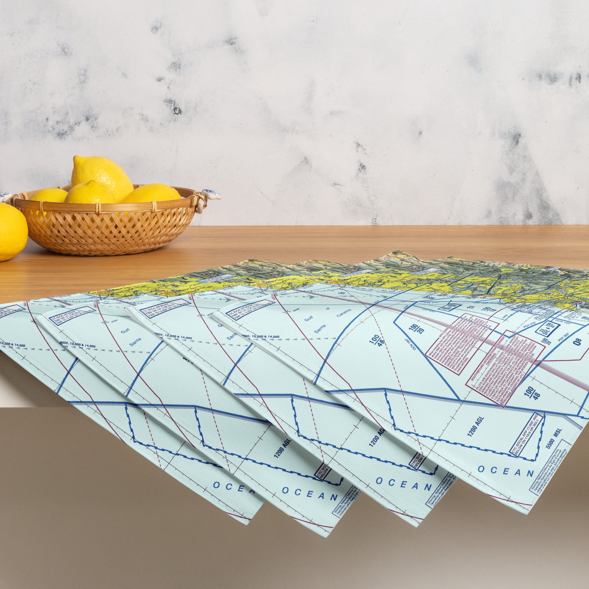 San Diego TAC Chart kitchen placemat set of 4