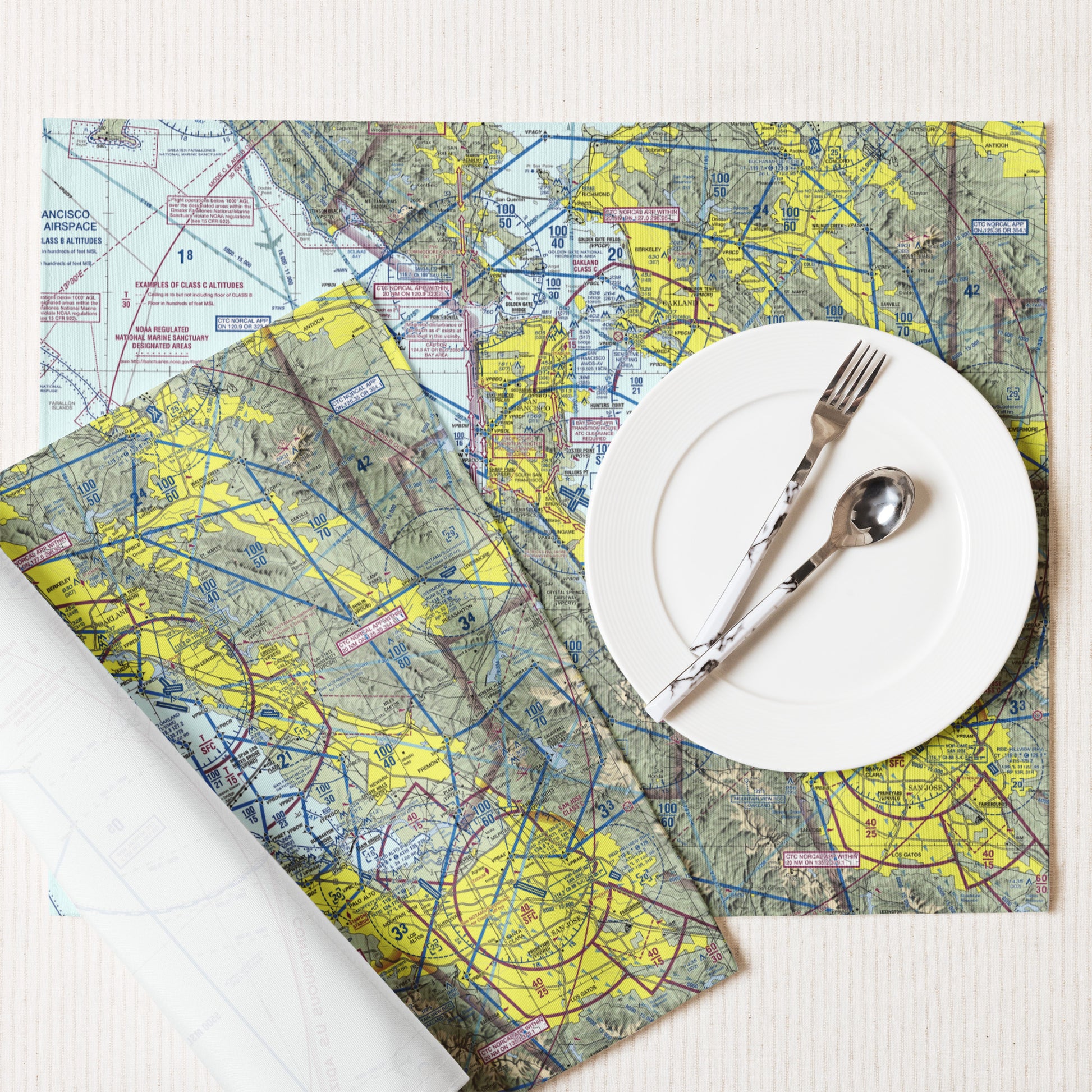 San Francisco TAC Chart kitchen placemat set of 4