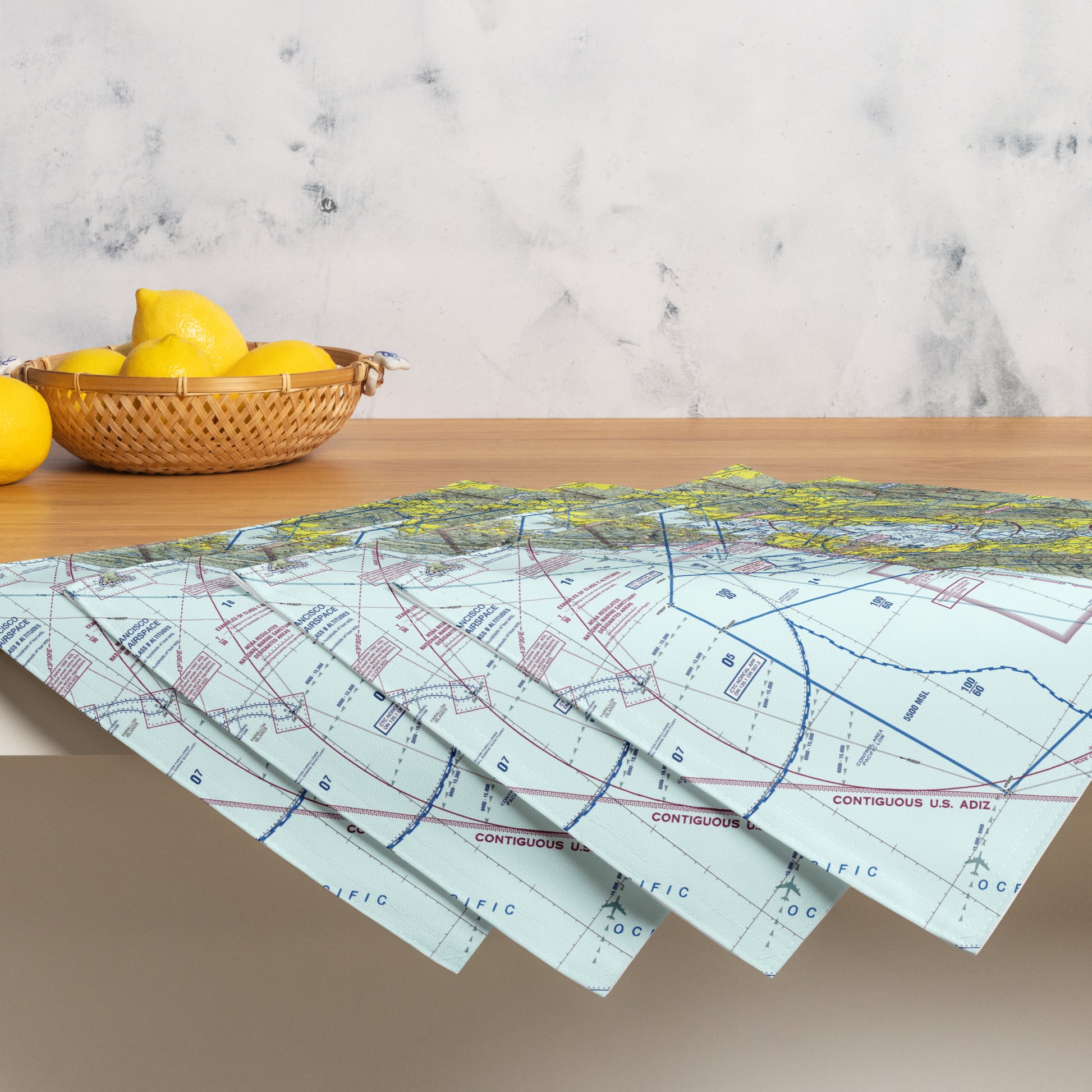 San Francisco TAC Chart kitchen placemat set of 4