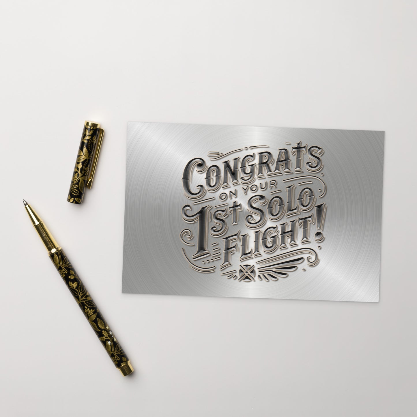 Congrats on your 1st Solo Flight! postcard (metal)