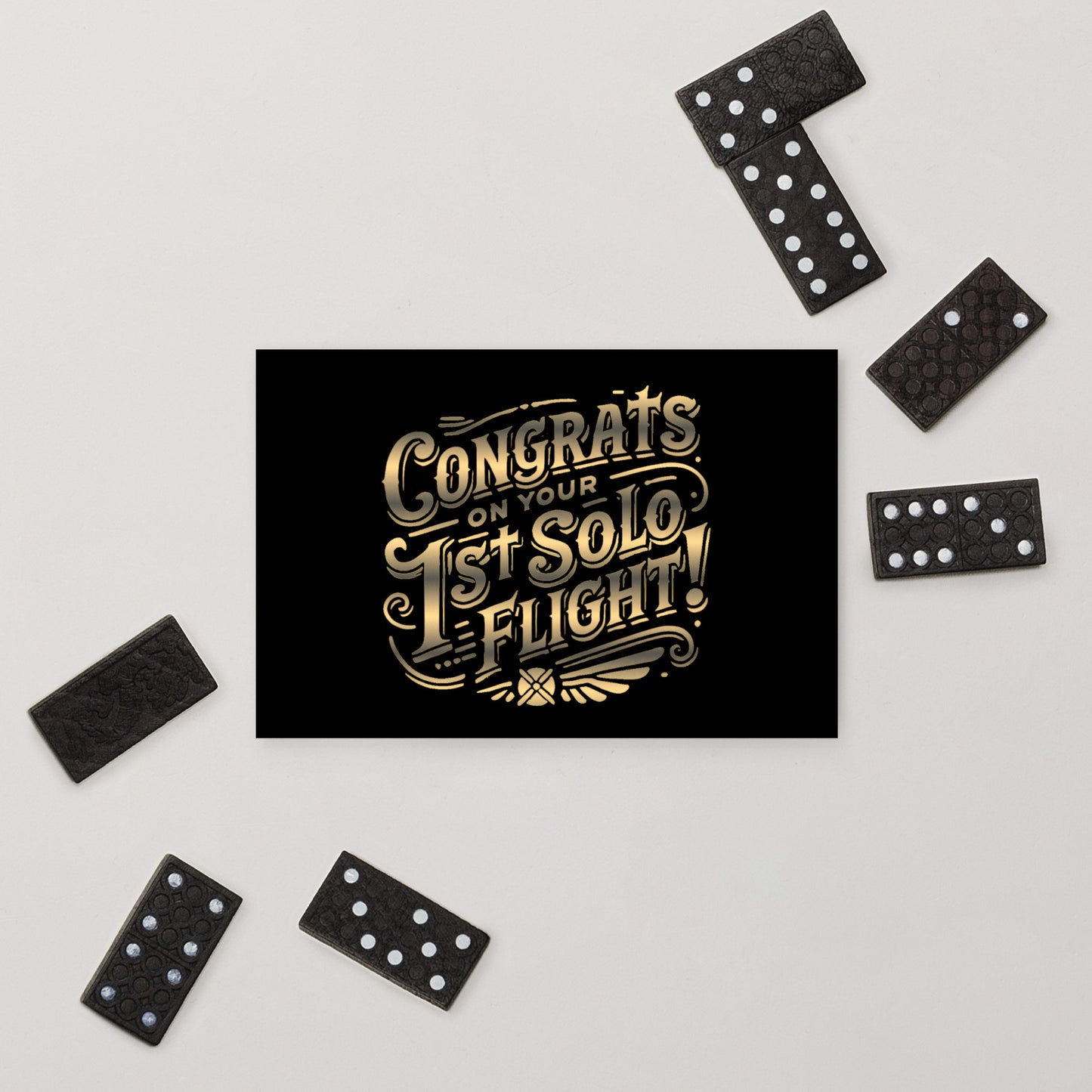 Congrats on your 1st Solo Flight! postcard (gold)