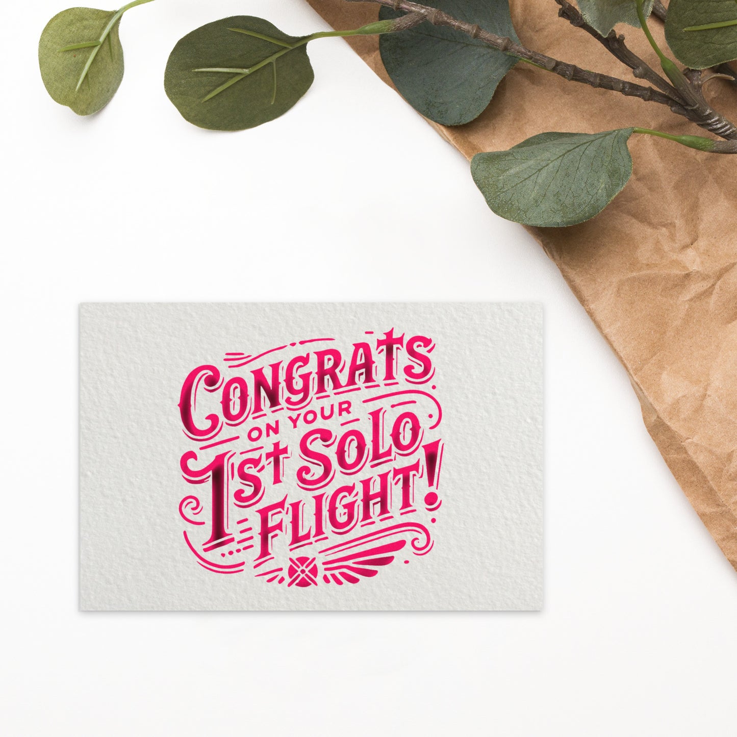 Congrats on your 1st Solo Flight! postcard (pink)