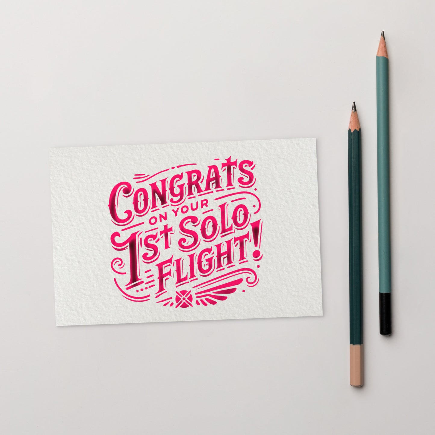 Congrats on your 1st Solo Flight! postcard (pink)