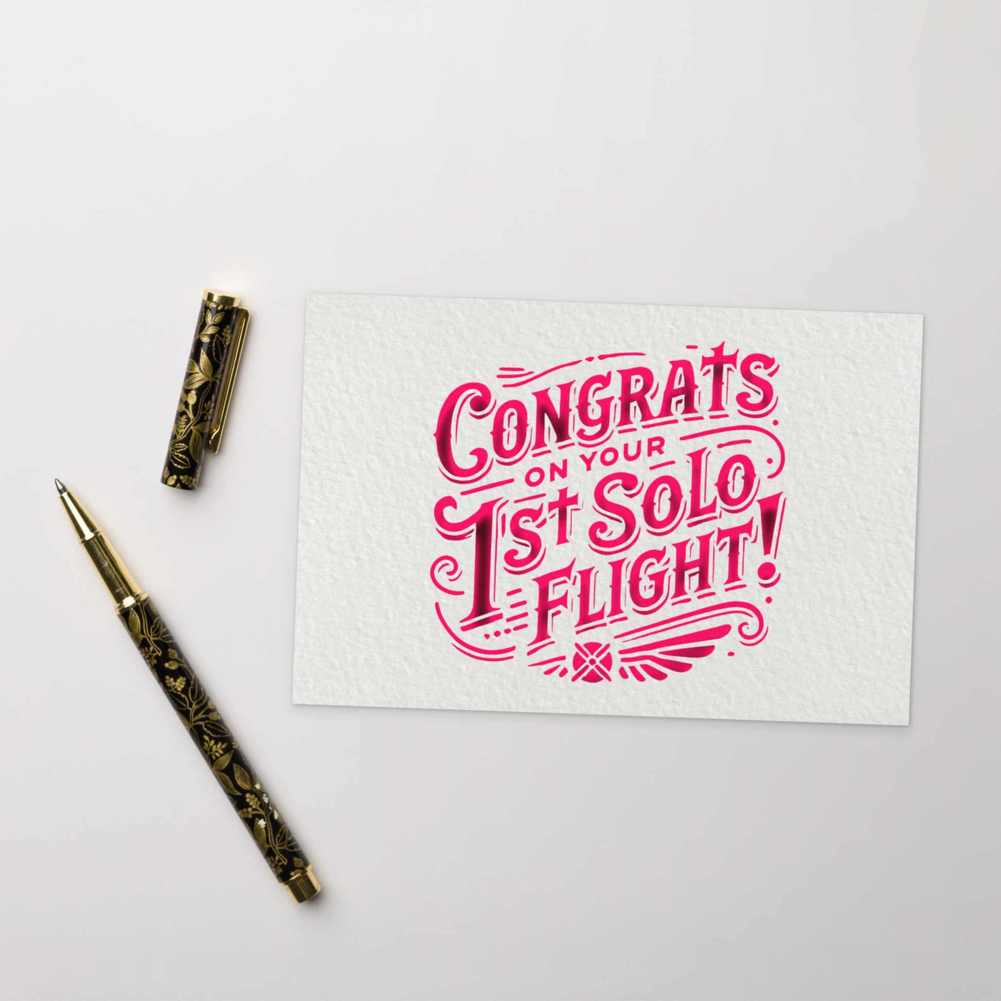 Congrats on your 1st Solo Flight! postcard (pink)