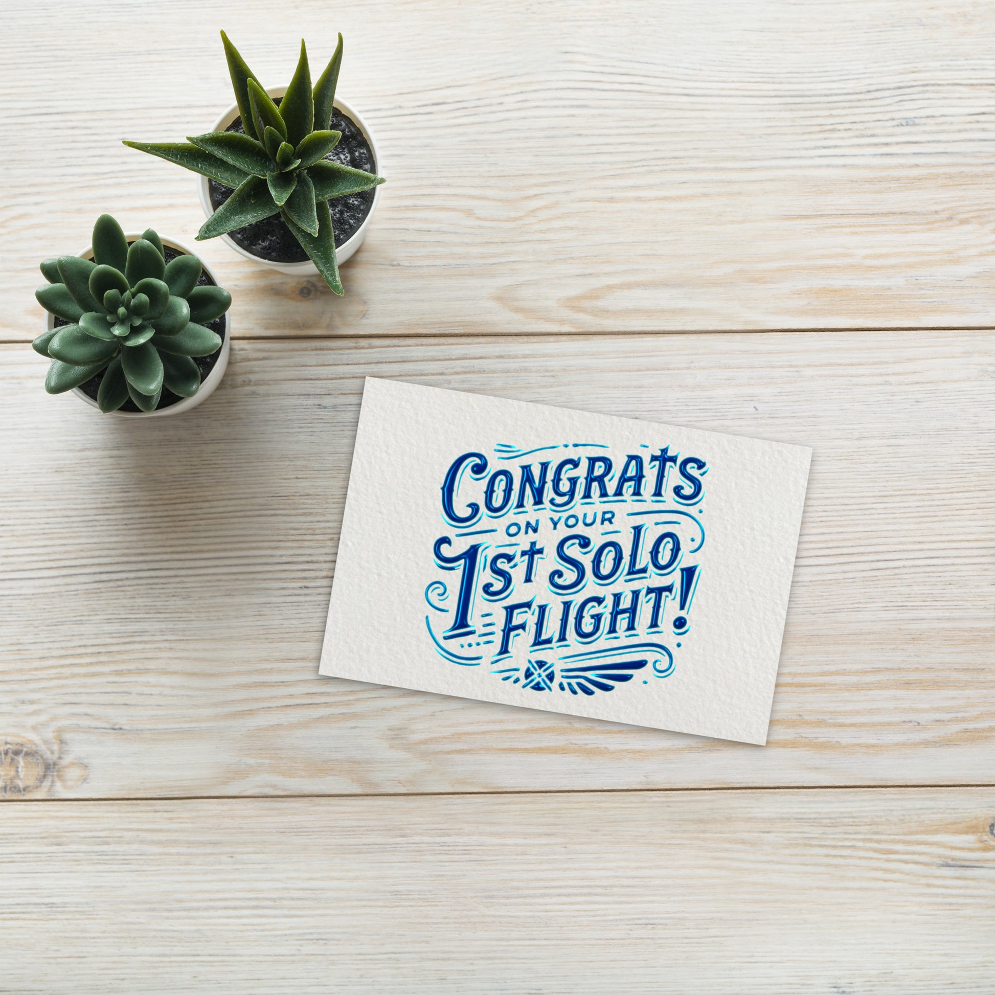 Congrats on your 1st Solo Flight! postcard (blue)