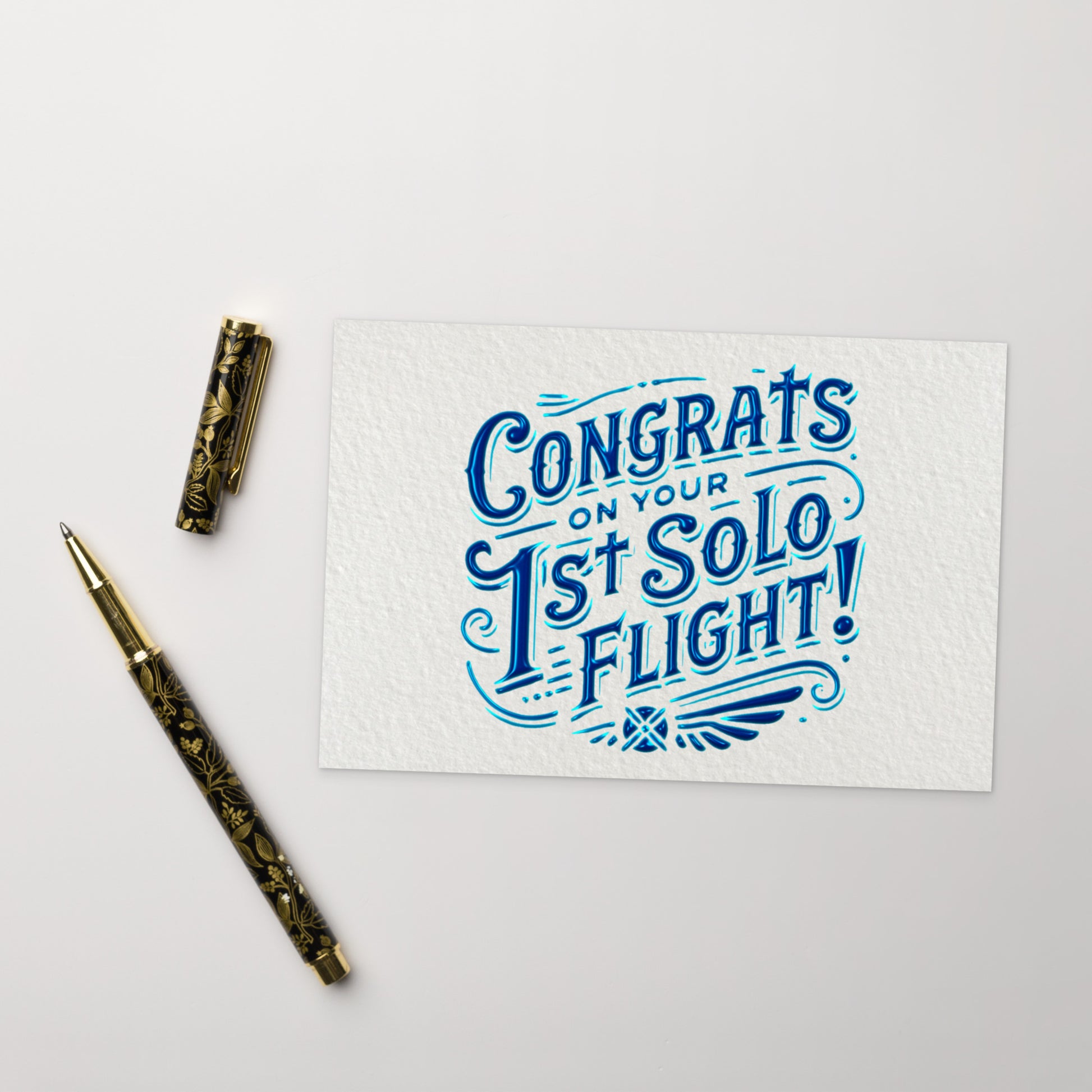 Congrats on your 1st Solo Flight! postcard (blue)