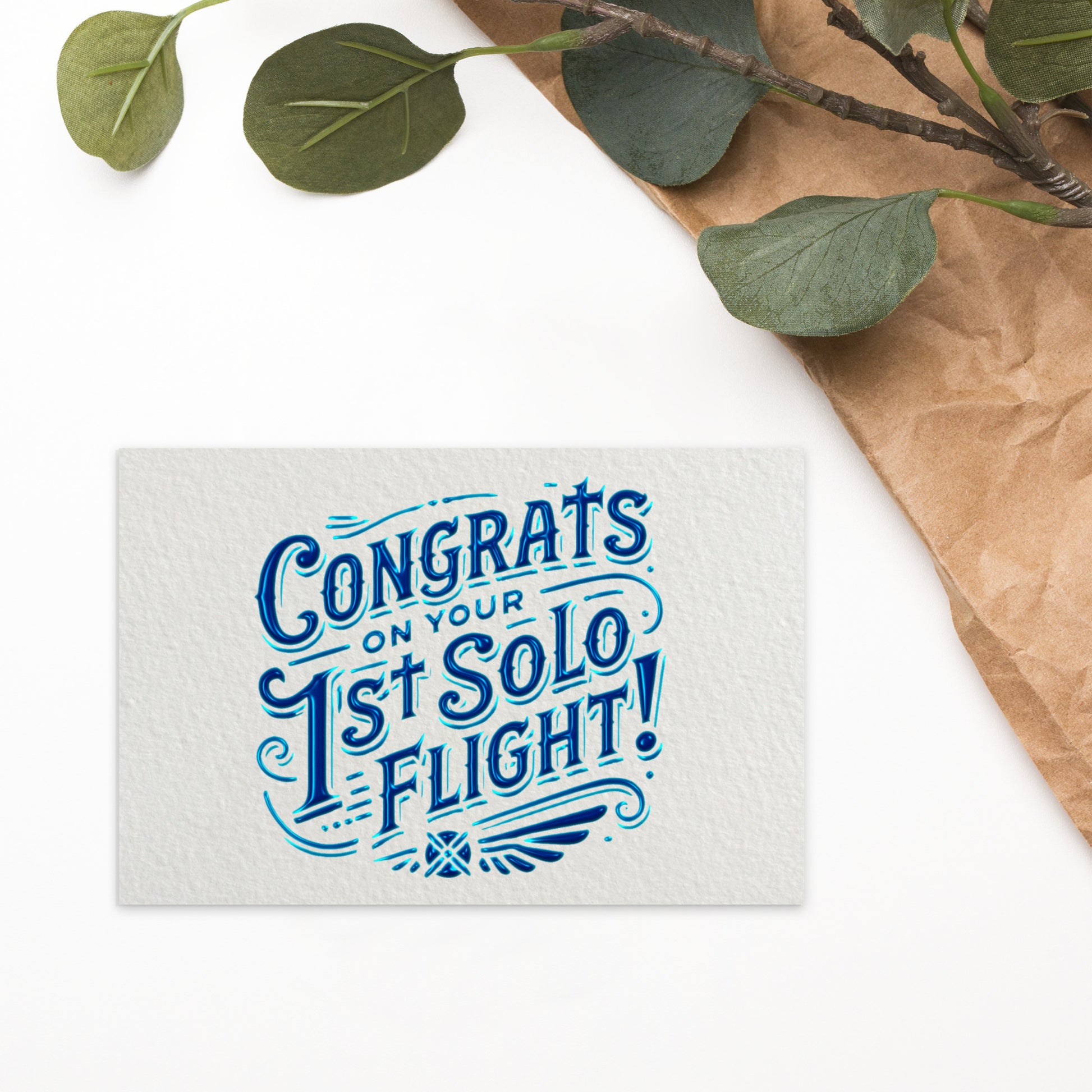 Congrats on your 1st Solo Flight! postcard (blue)