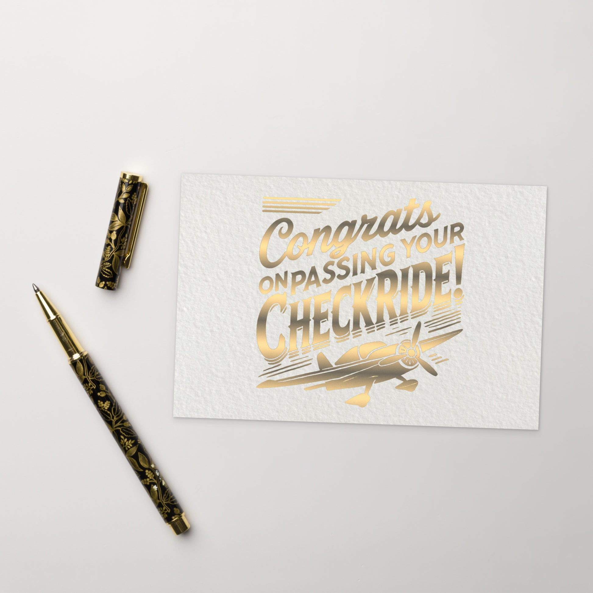 Congrats on passing your checkride! postcard (v1. gold)