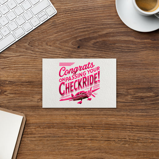Congrats on passing your checkride! postcard (v1. pink)