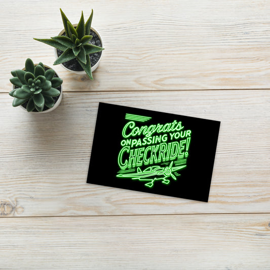 Congrats on passing your checkride! postcard (v1. green)