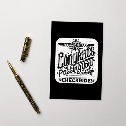 Congrats on passing your checkride! postcard (v2. black)