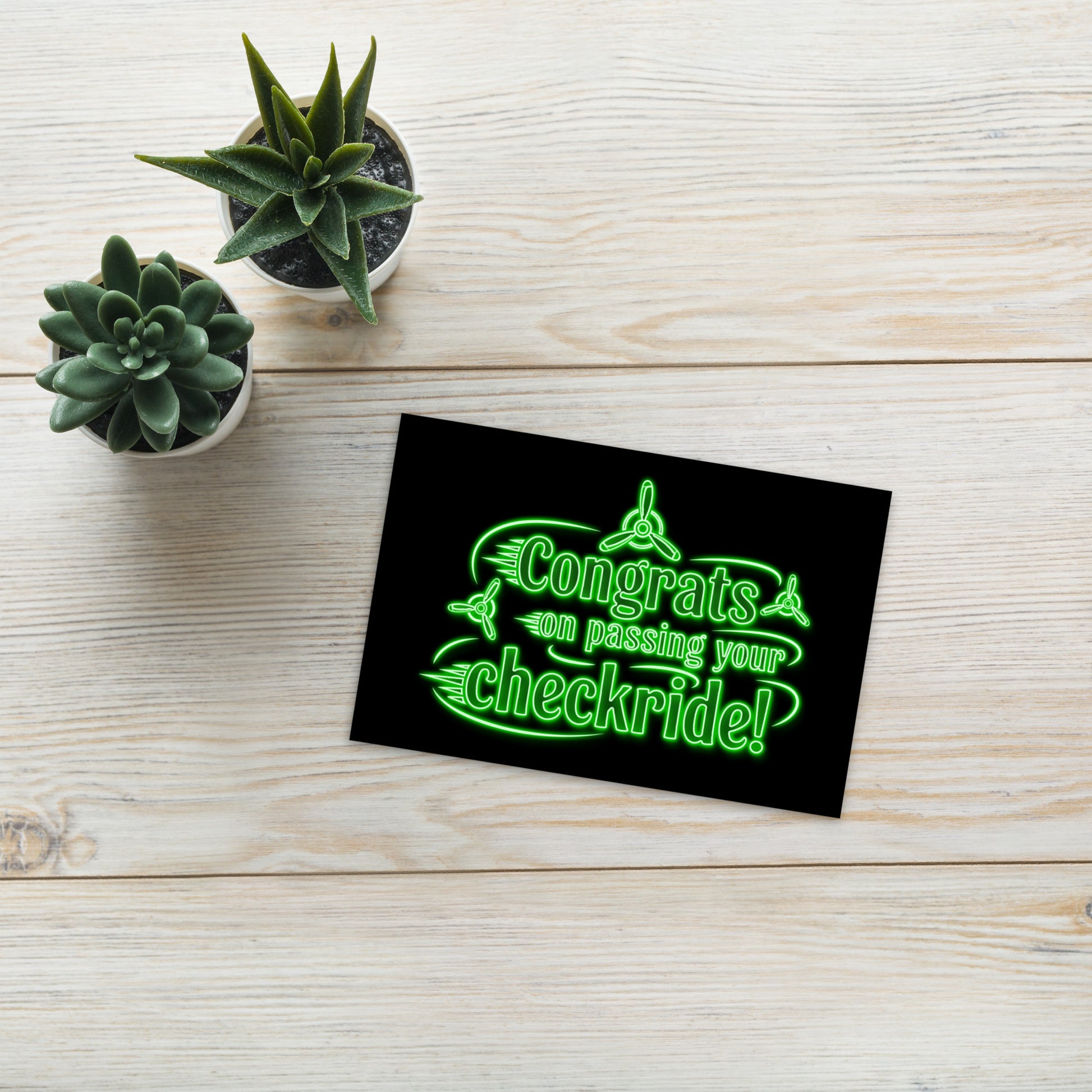 Congrats on passing your checkride! postcard (v3. green)