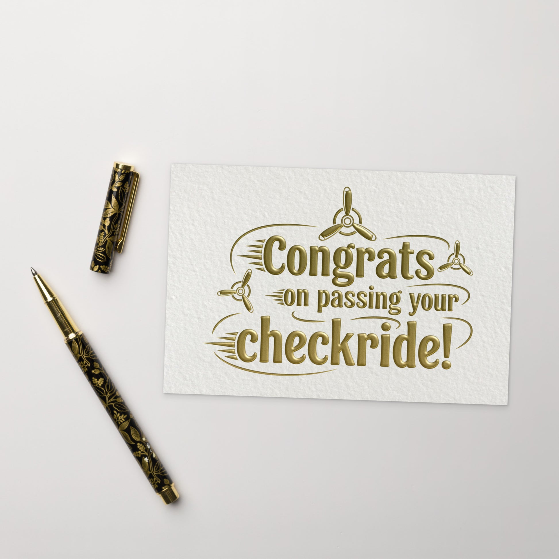 Congrats on passing your checkride! postcard (v3. gold)