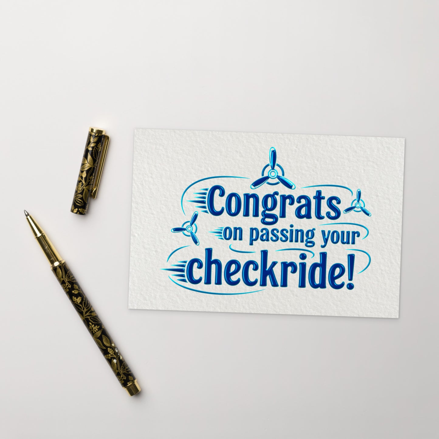 Congrats on passing your checkride! postcard (v3. blue)