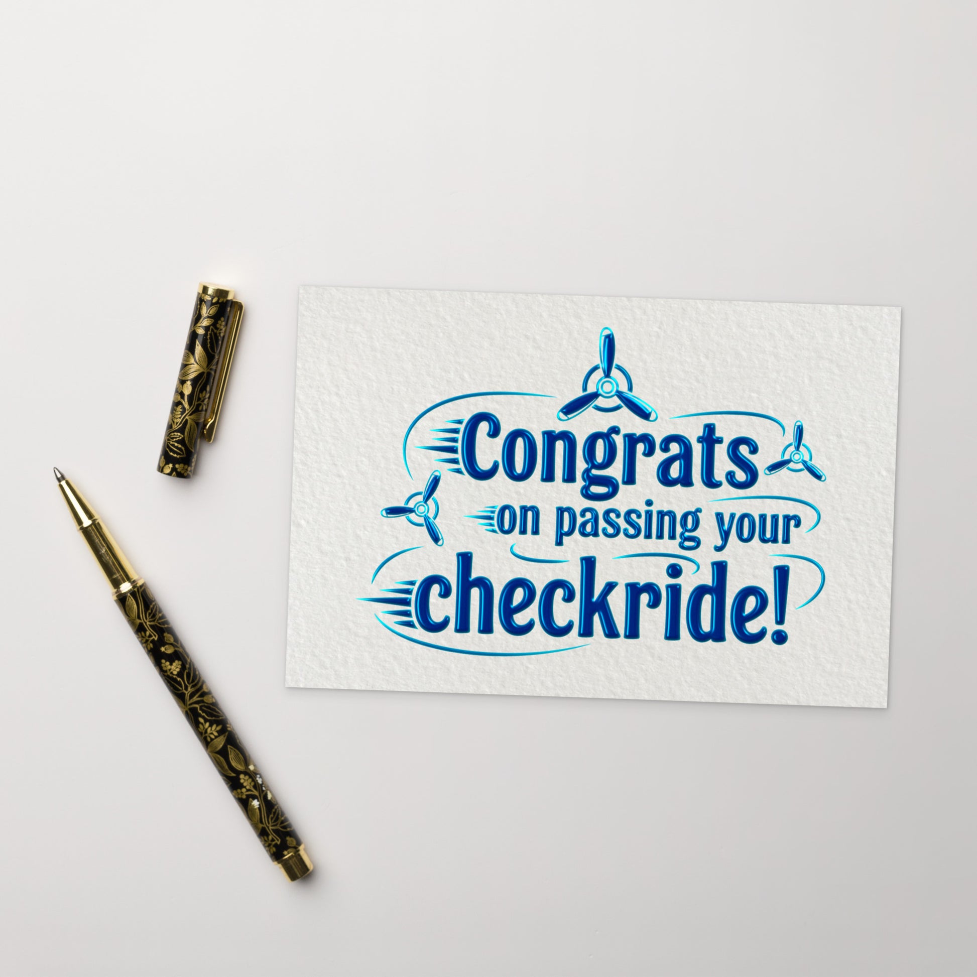 Congrats on passing your checkride! postcard (v3. blue)