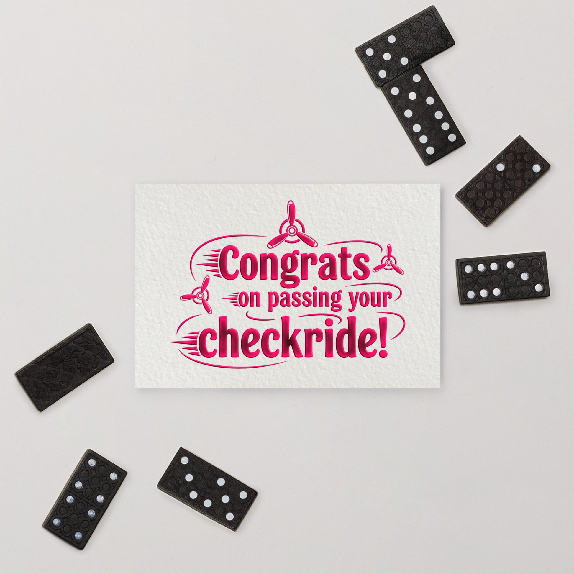 Congrats on passing your checkride! postcard (v3. pink)