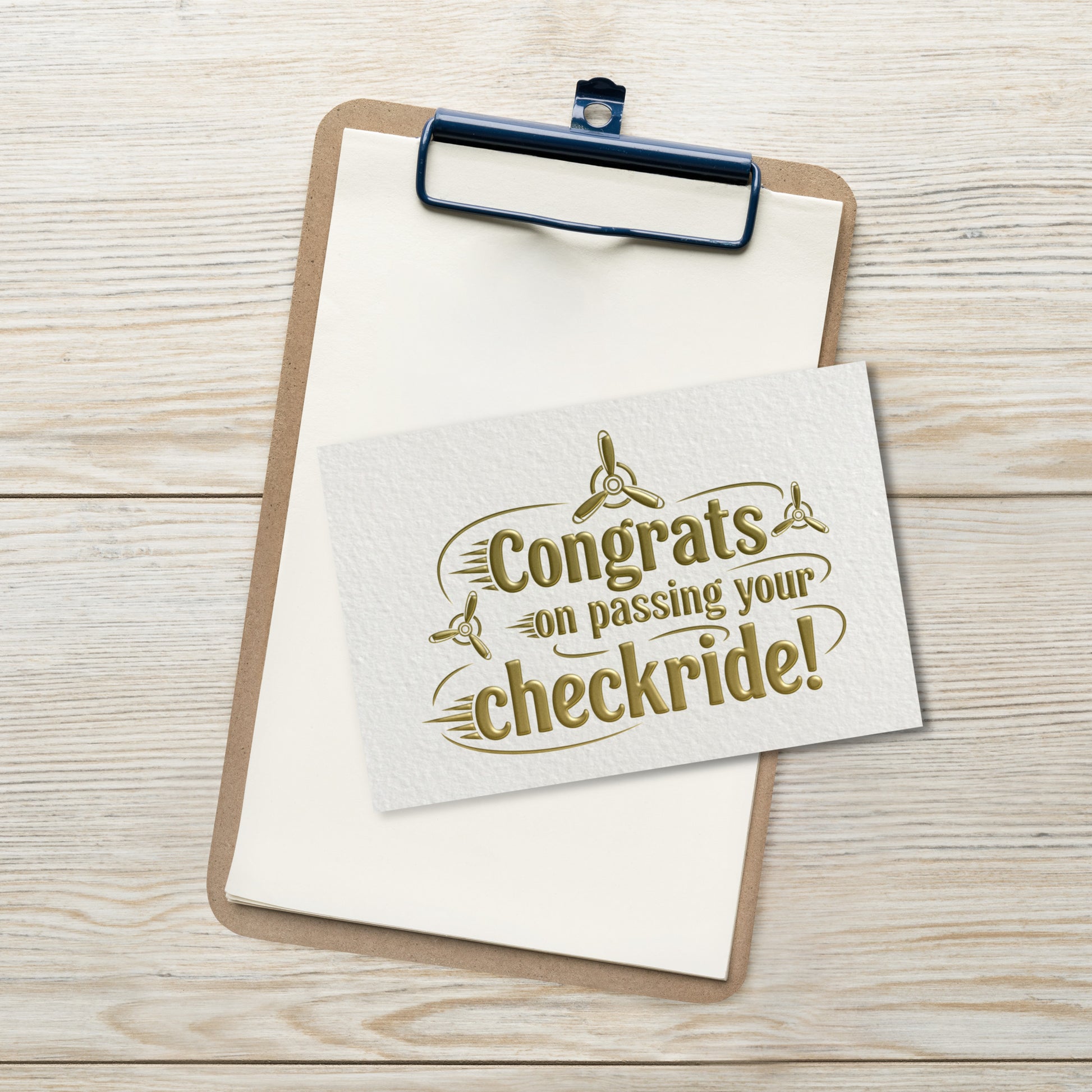 Congrats on passing your checkride! postcard (v3. gold)