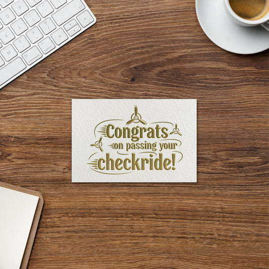 Congrats on passing your checkride! postcard (v3. gold)