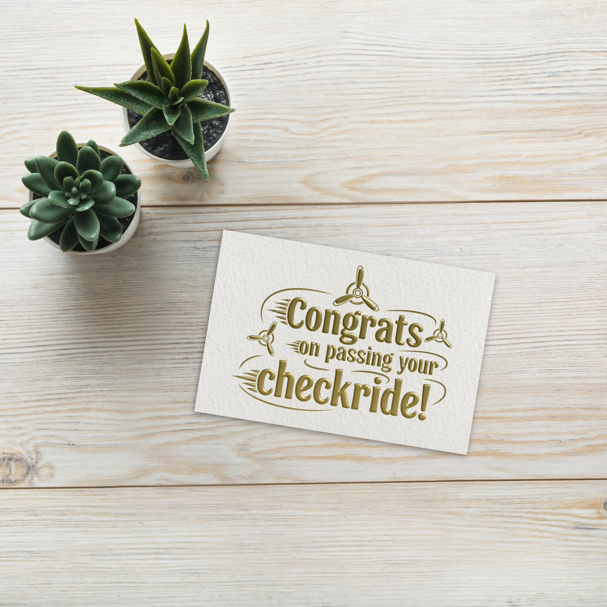 Congrats on passing your checkride! postcard (v3. gold)