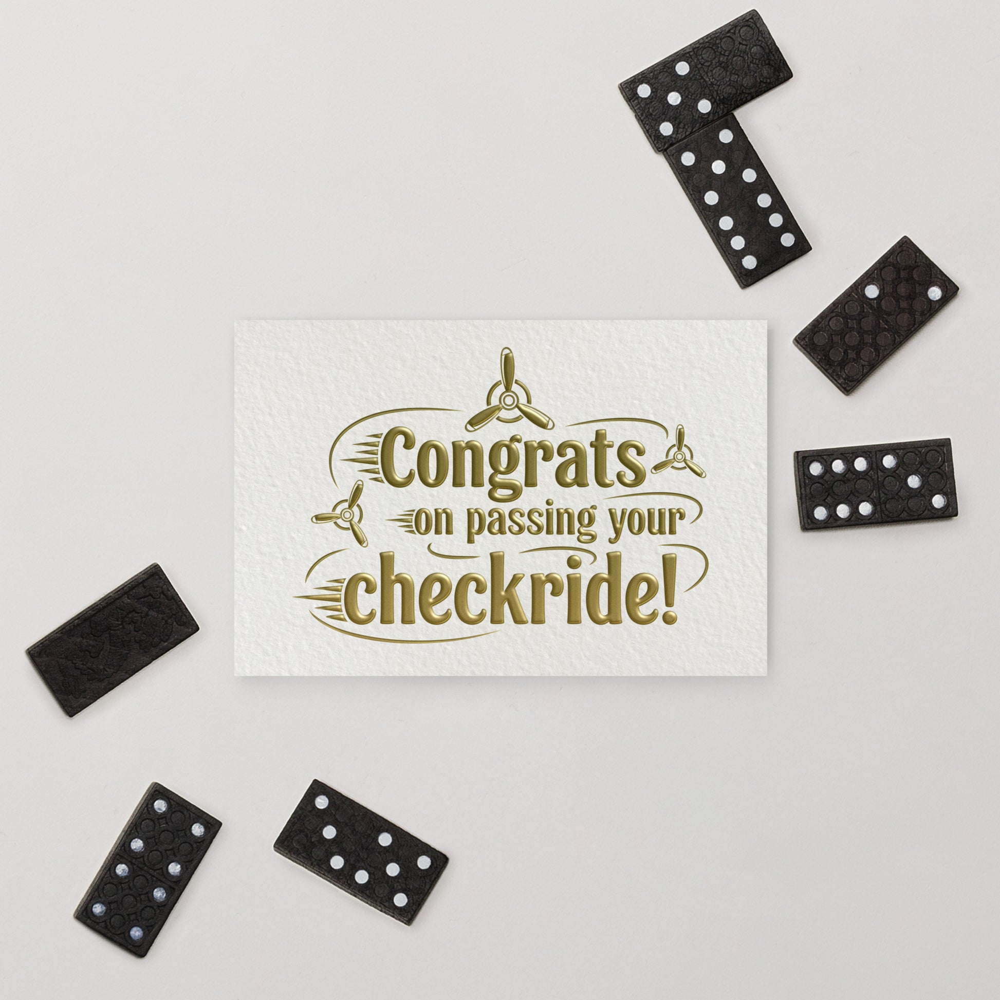 Congrats on passing your checkride! postcard (v3. gold)