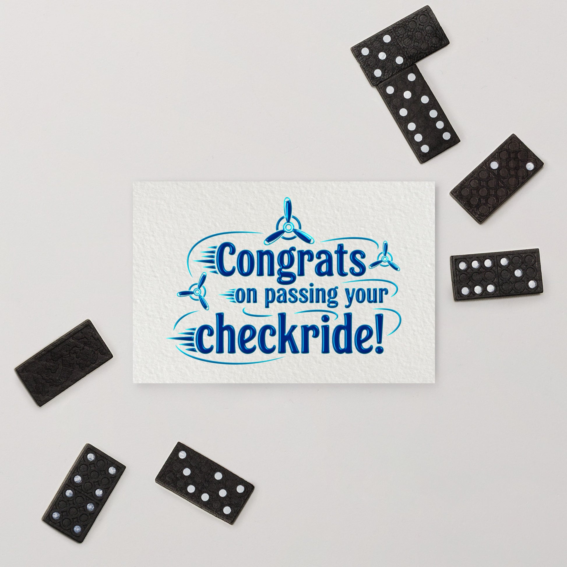Congrats on passing your checkride! postcard (v3. blue)