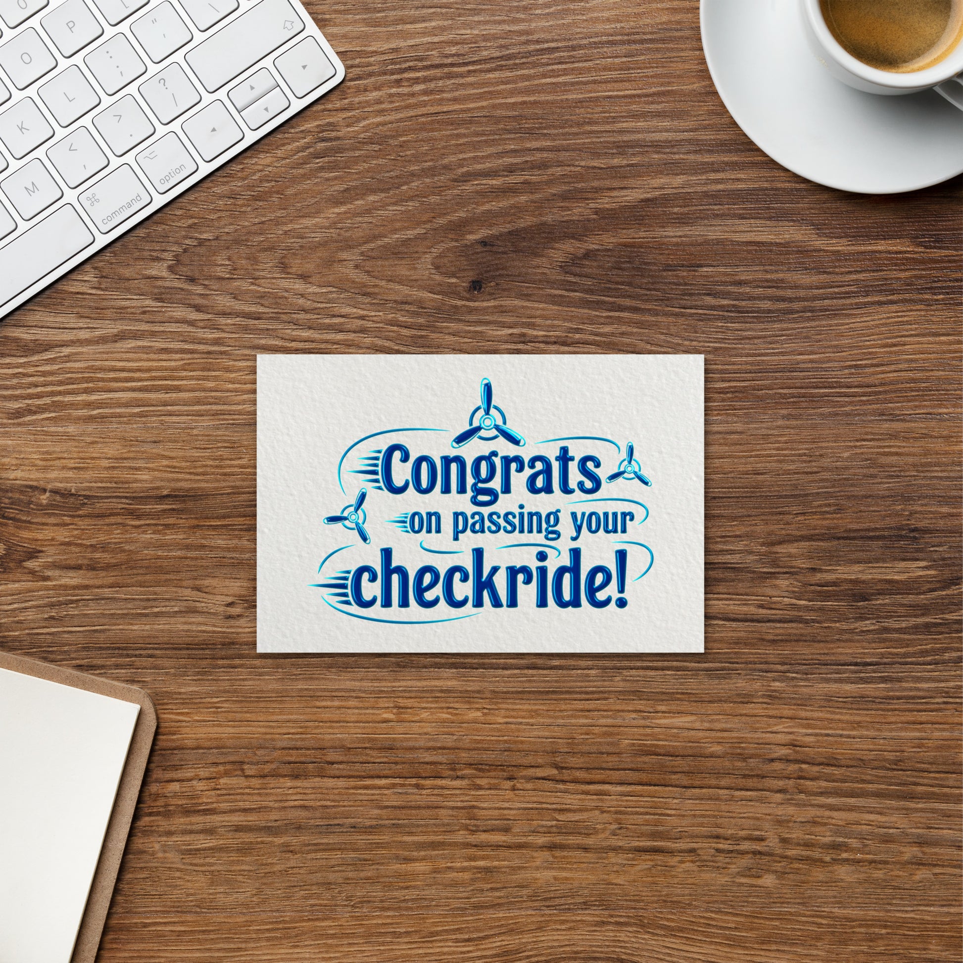 Congrats on passing your checkride! postcard (v3. blue)