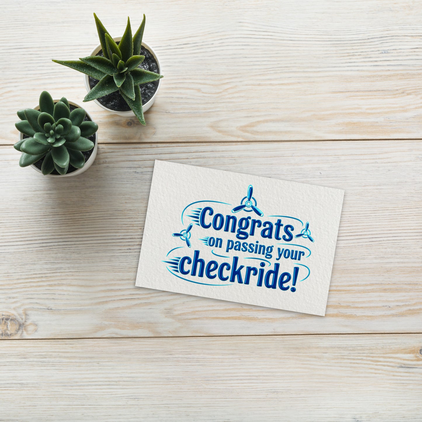 Congrats on passing your checkride! postcard (v3. blue)