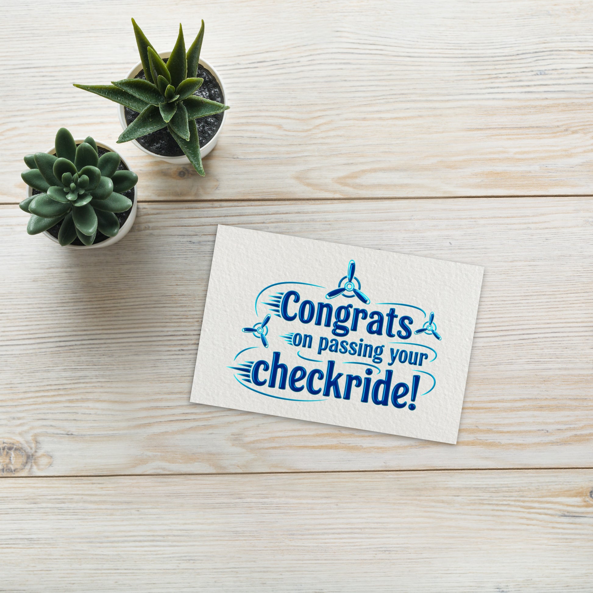 Congrats on passing your checkride! postcard (v3. blue)