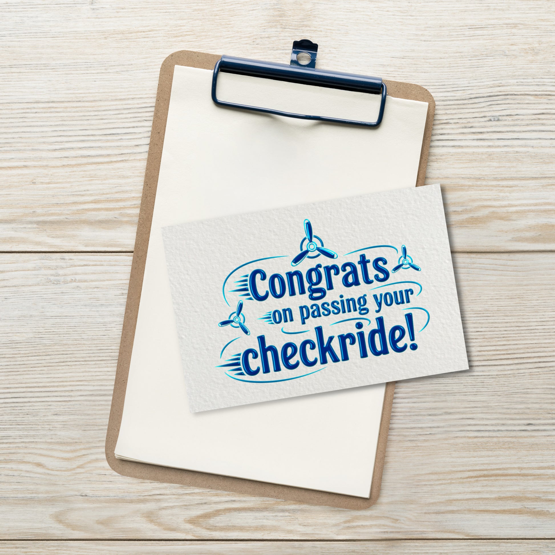 Congrats on passing your checkride! postcard (v3. blue)