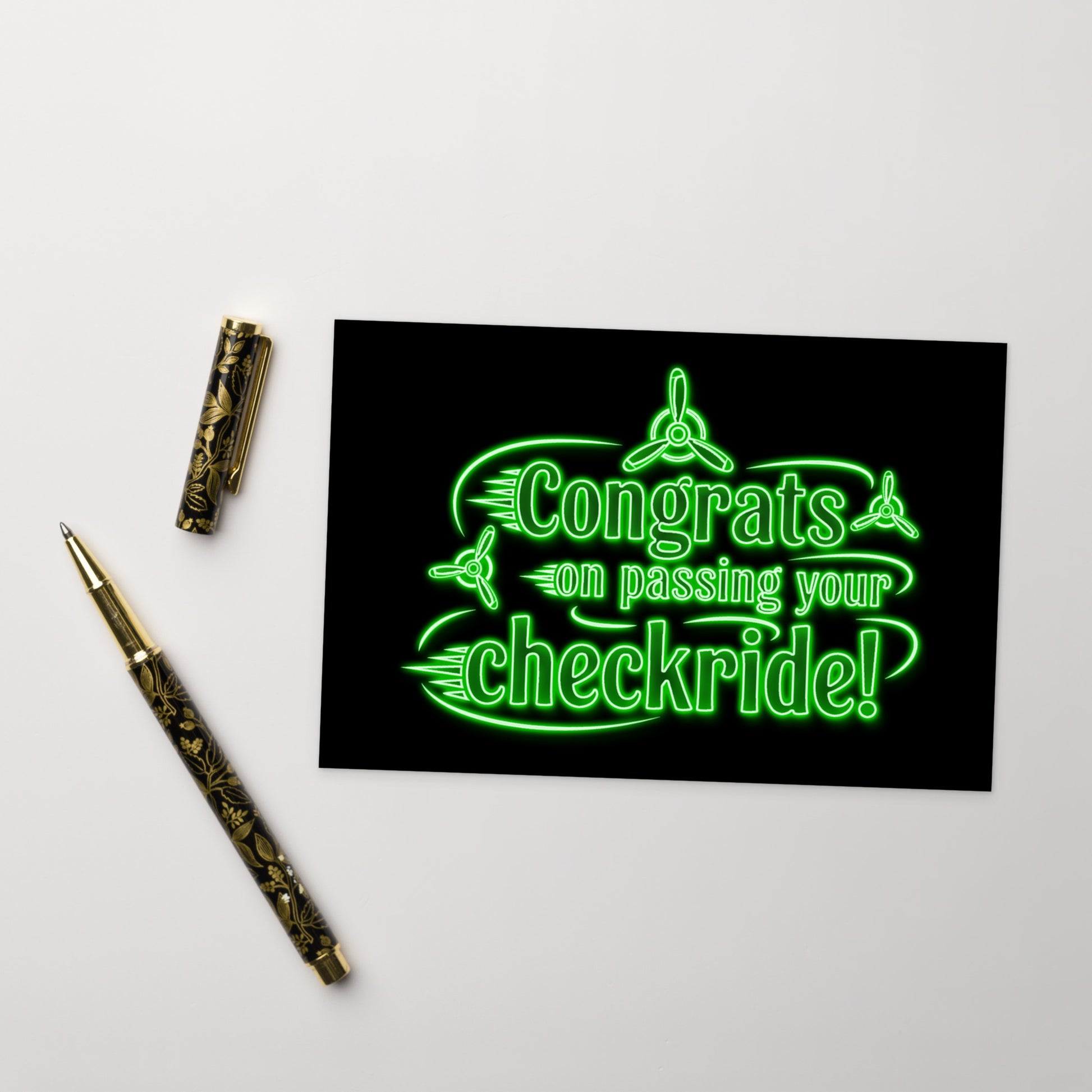 Congrats on passing your checkride! postcard (v3. green)