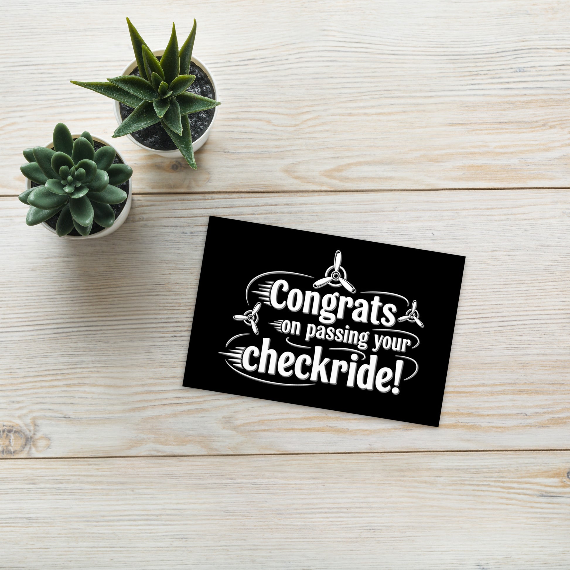 Congrats on passing your checkride! postcard (v3. white)