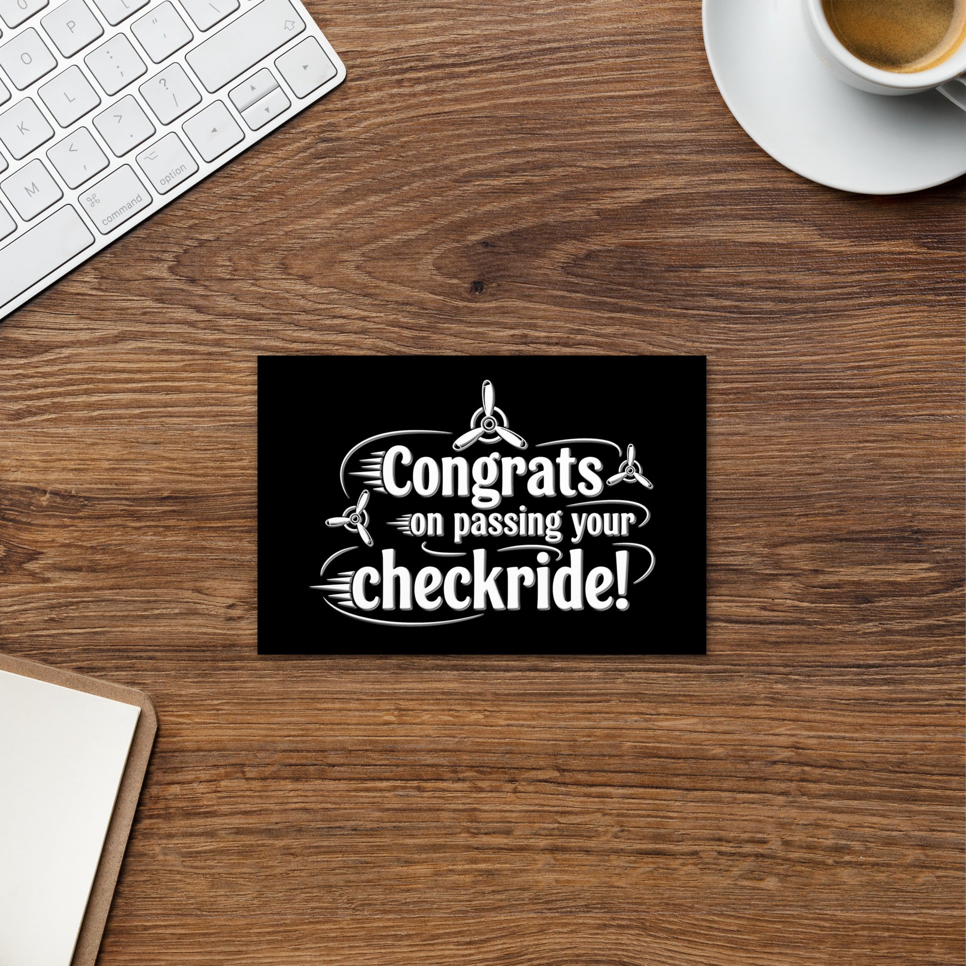 Congrats on passing your checkride! postcard (v3. white)