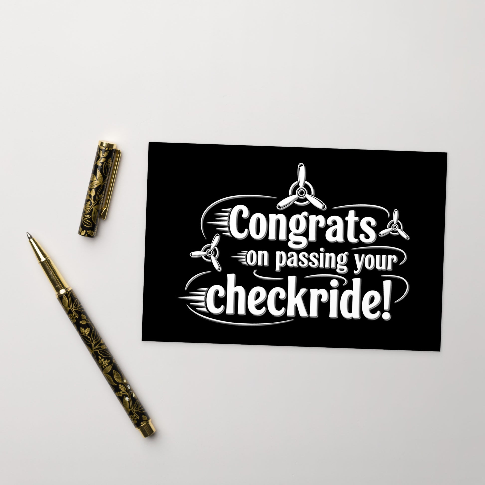 Congrats on passing your checkride! postcard (v3. white)