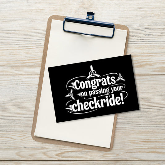 Congrats on passing your checkride! postcard (v3. white)