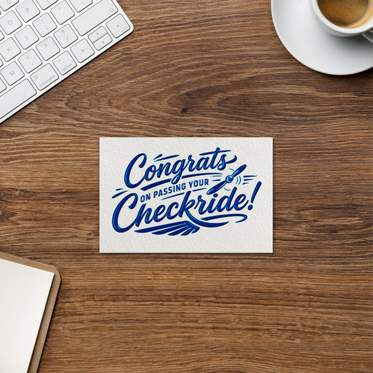 Congrats on passing your checkride! postcard (v4. blue)