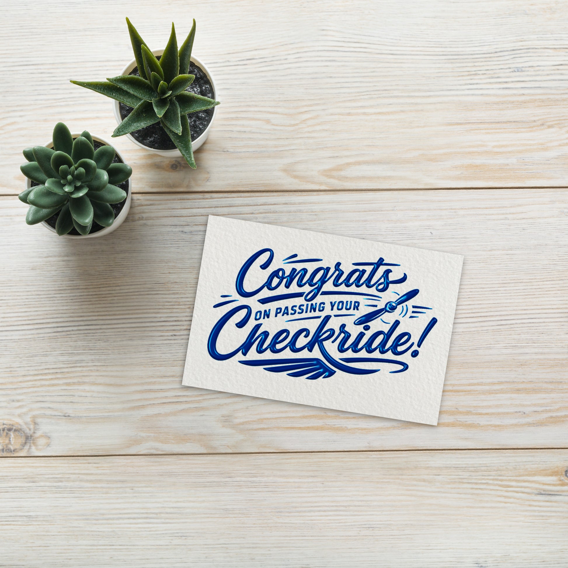 Congrats on passing your checkride! postcard (v4. blue)