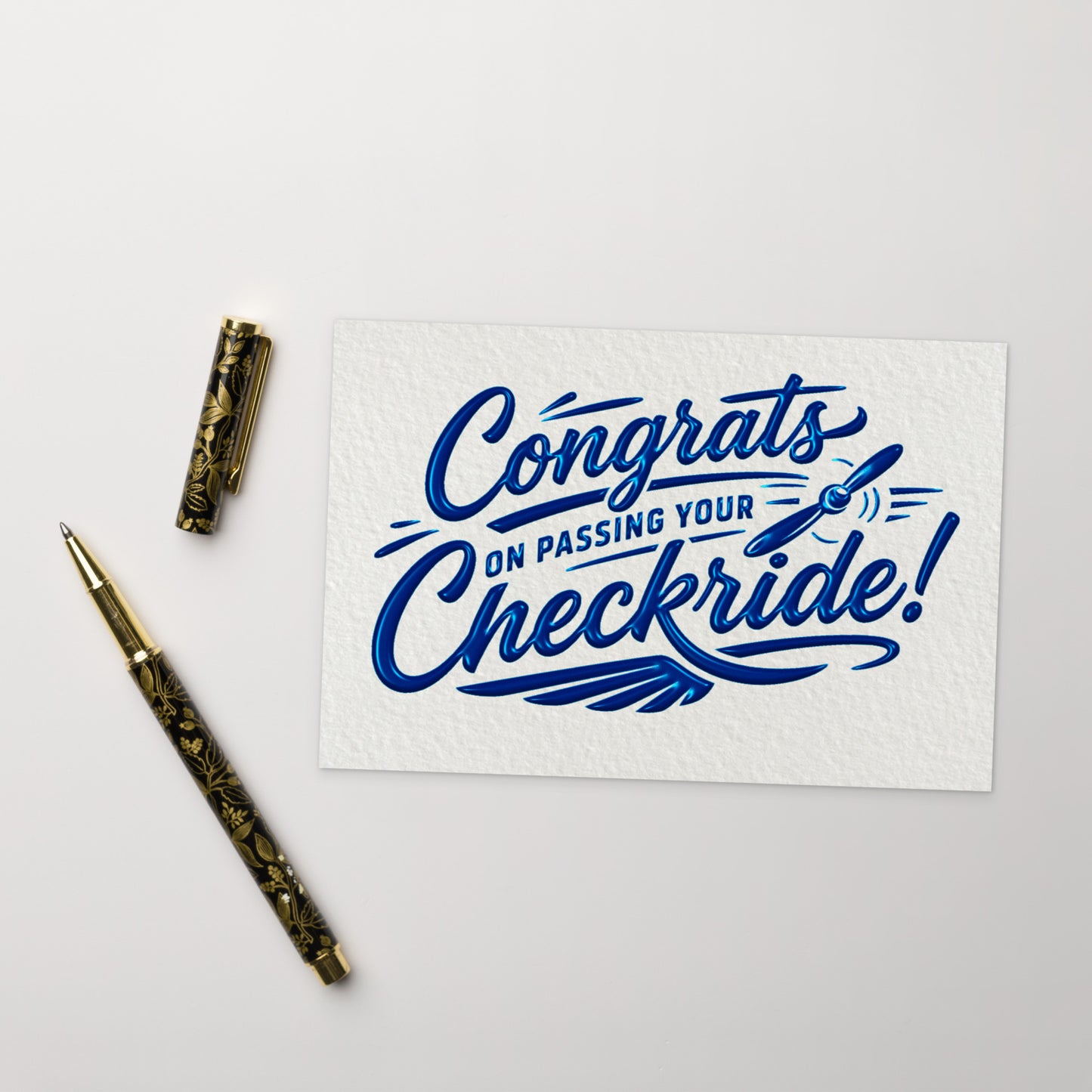 Congrats on passing your checkride! postcard (v4. blue)