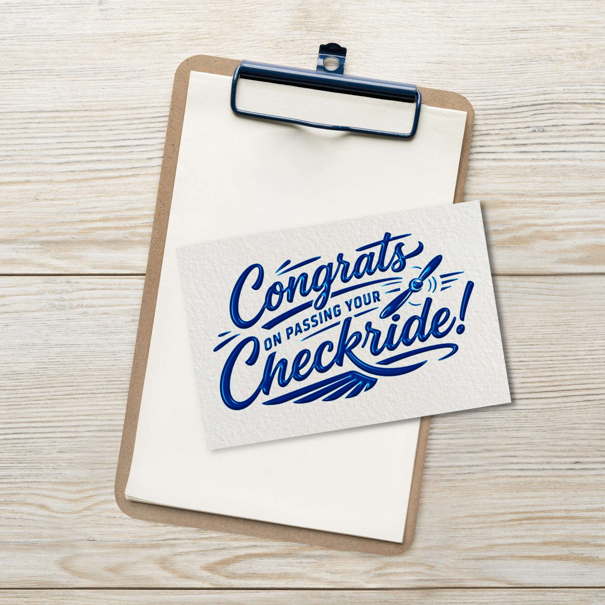 Congrats on passing your checkride! postcard (v4. blue)