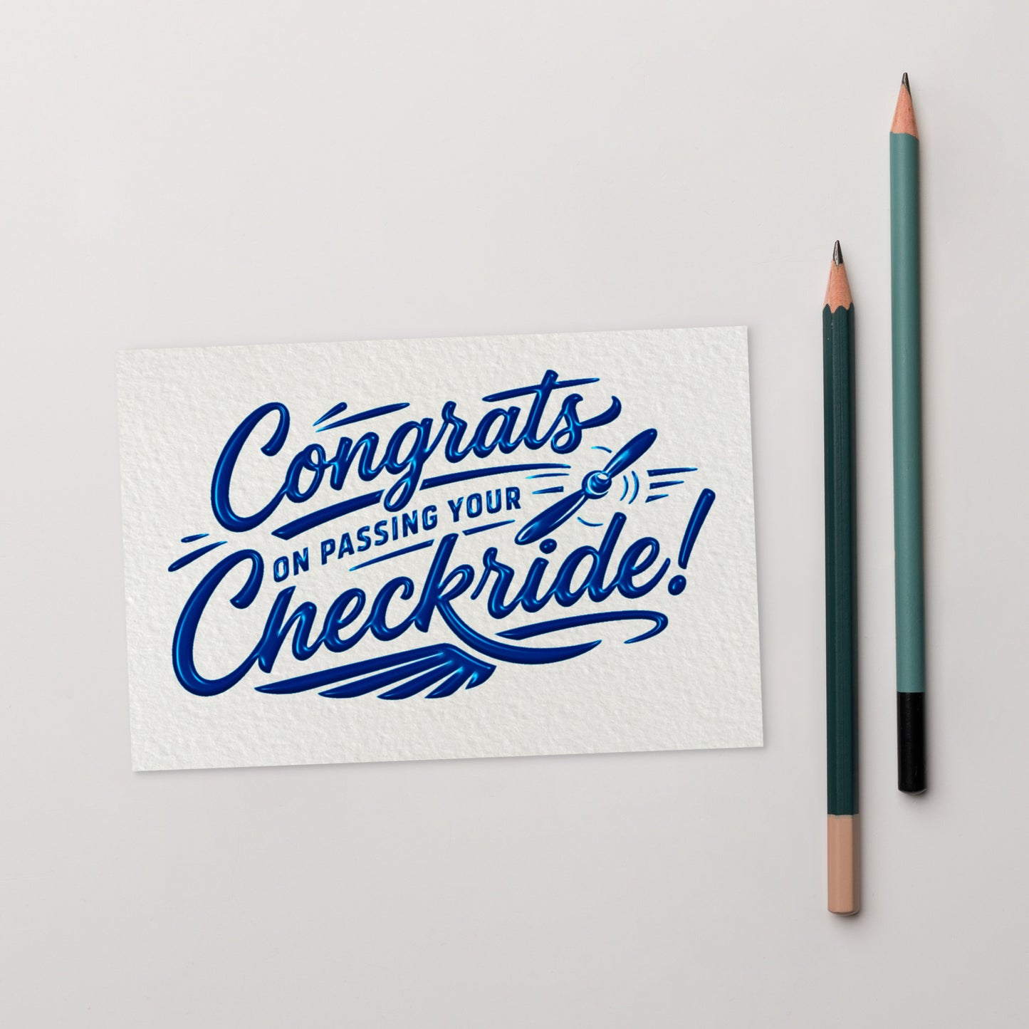 Congrats on passing your checkride! postcard (v4. blue)