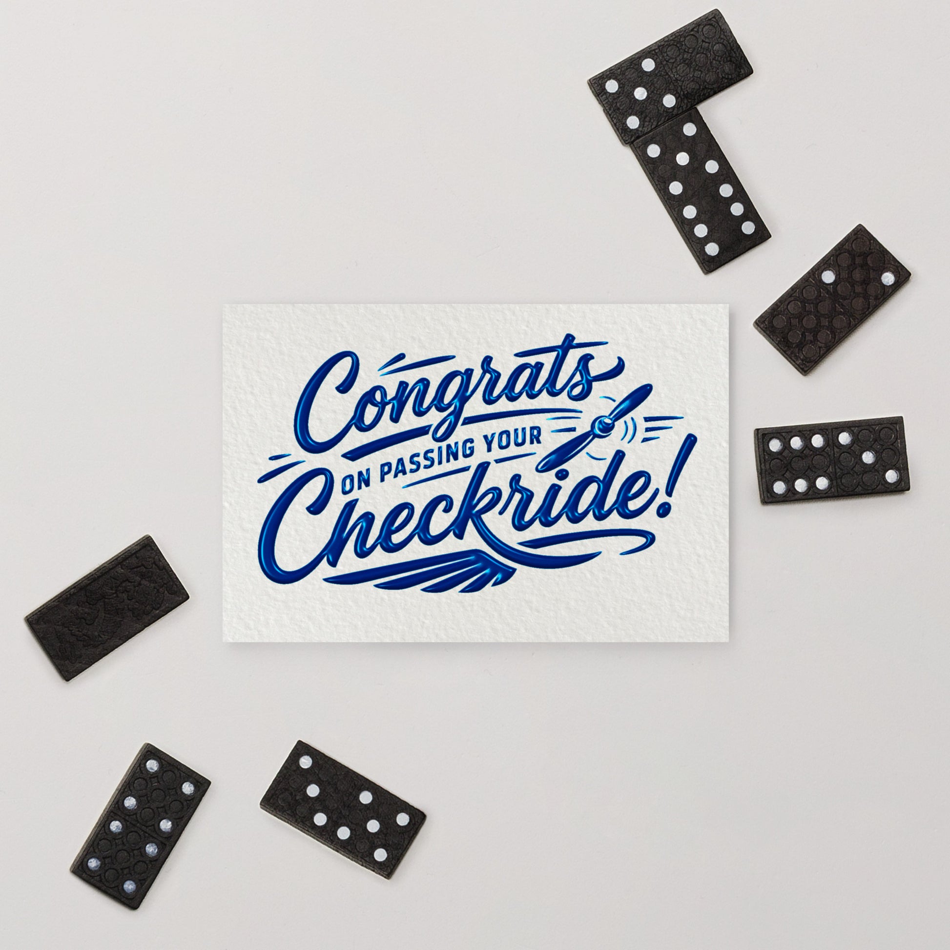 Congrats on passing your checkride! postcard (v4. blue)