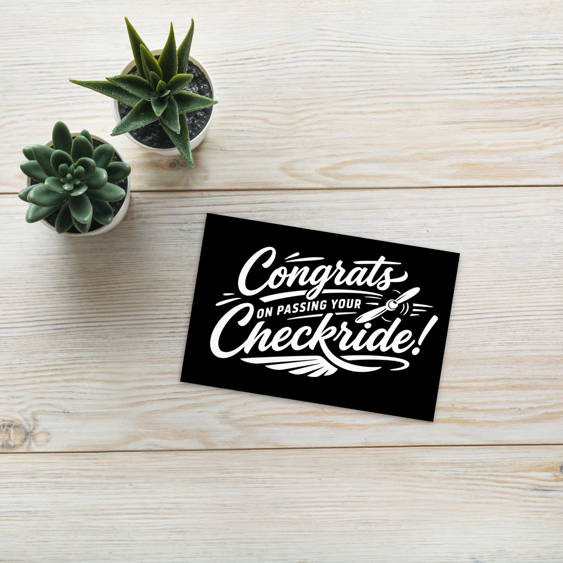 Congrats on passing your checkride! postcard (v4. white)
