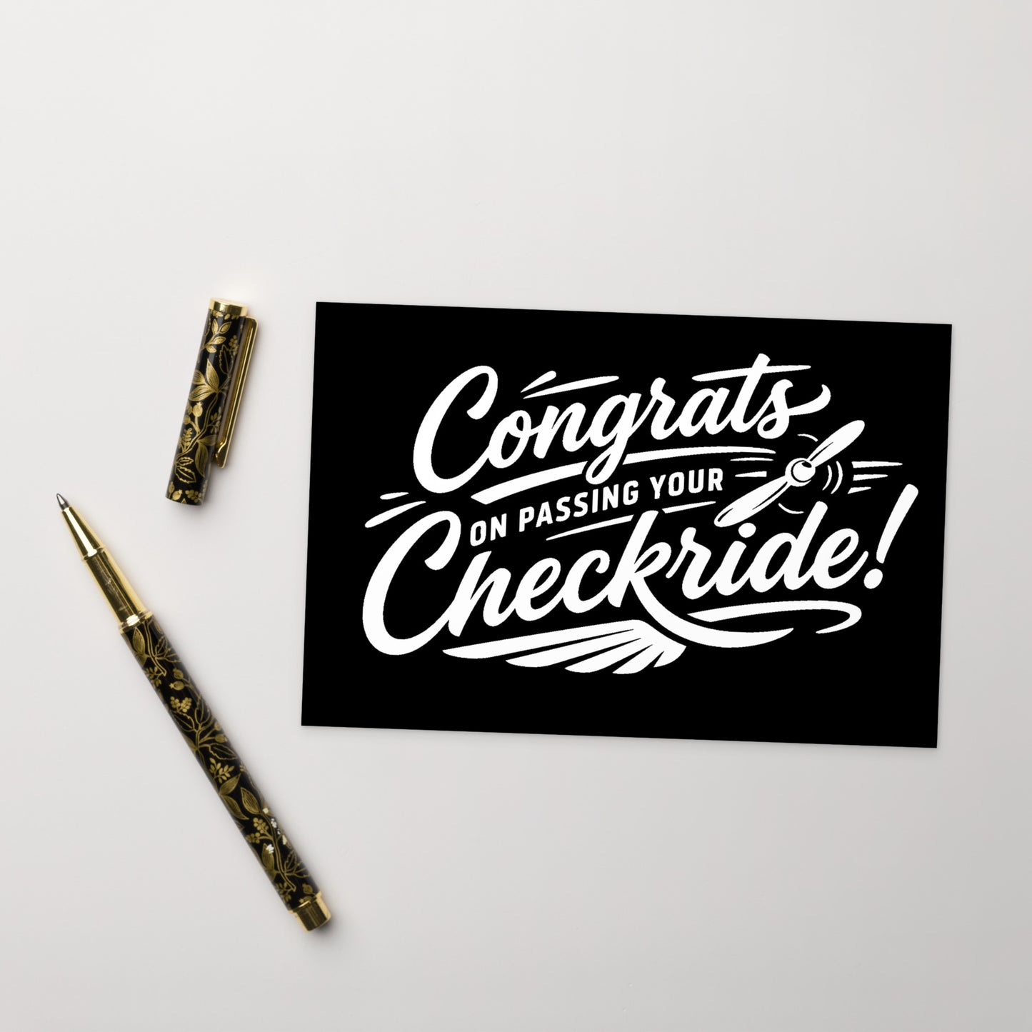 Congrats on passing your checkride! postcard (v4. white)