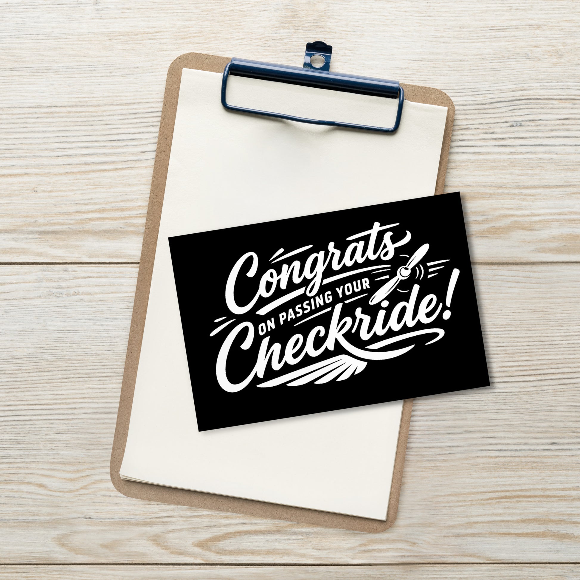 Congrats on passing your checkride! postcard (v4. white)