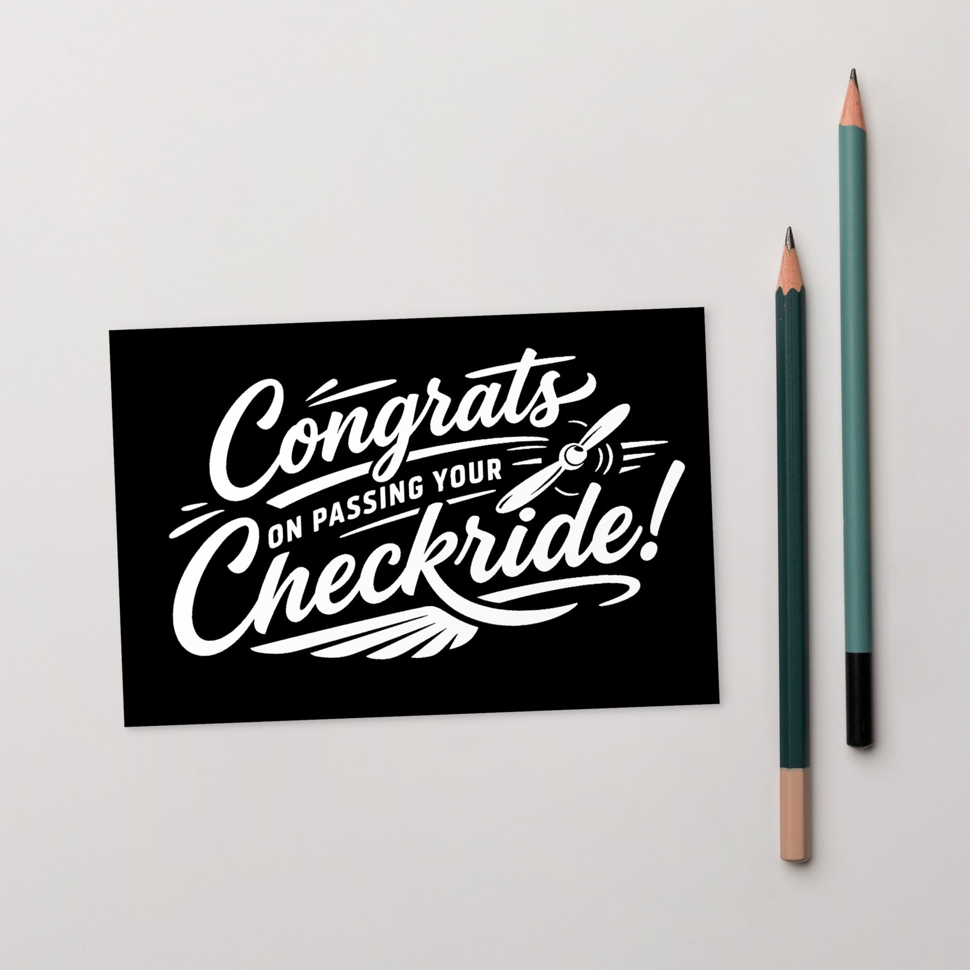 Congrats on passing your checkride! postcard (v4. white)