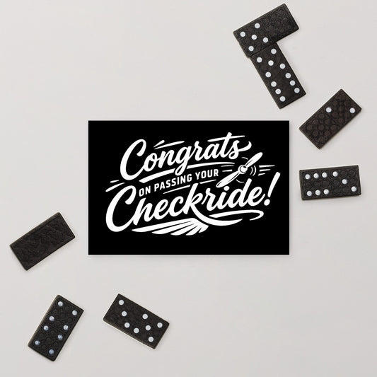 Congrats on passing your checkride! postcard (v4. white)